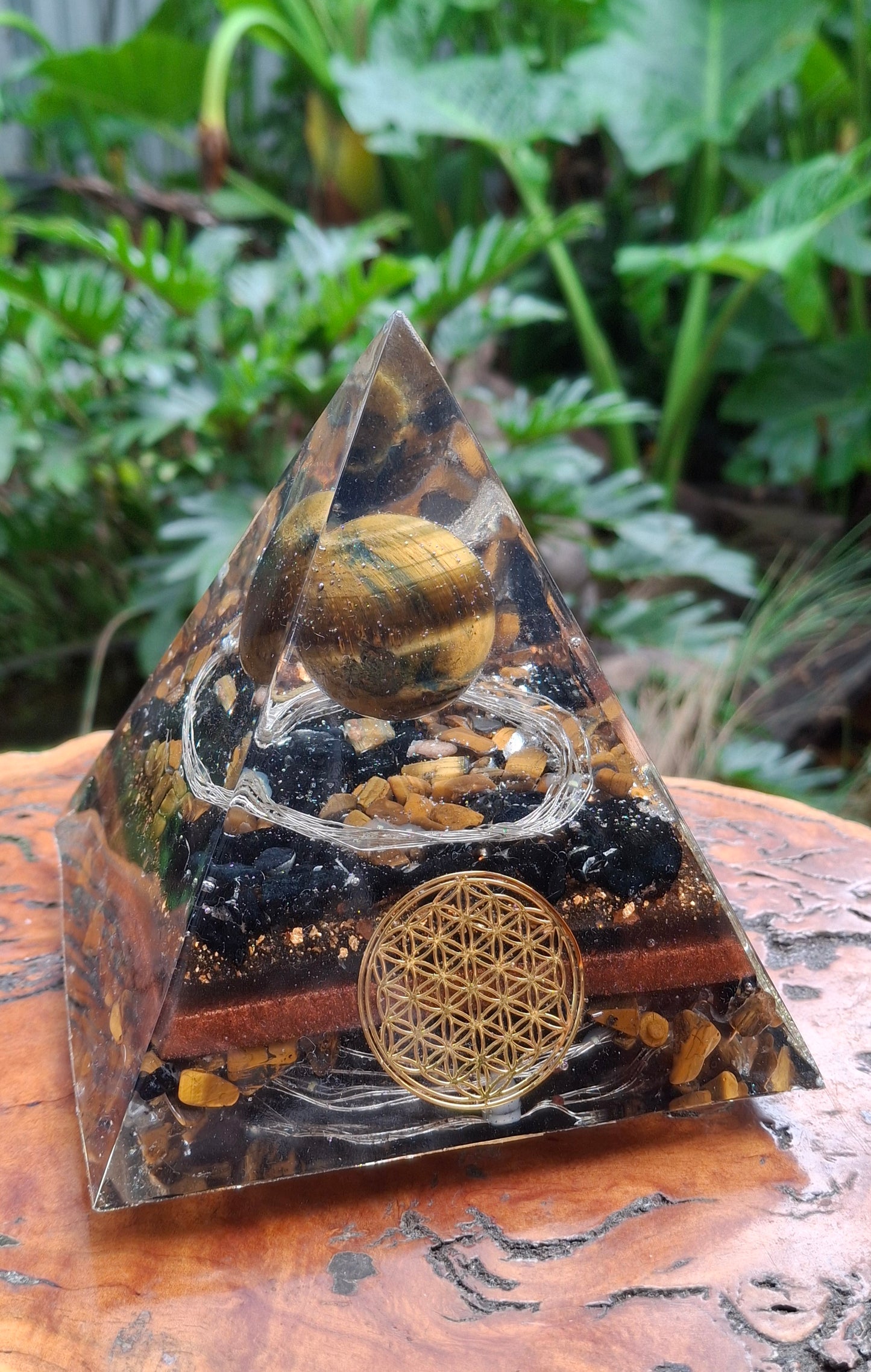 Orgonite Tigers Eye Pyramid Lamp