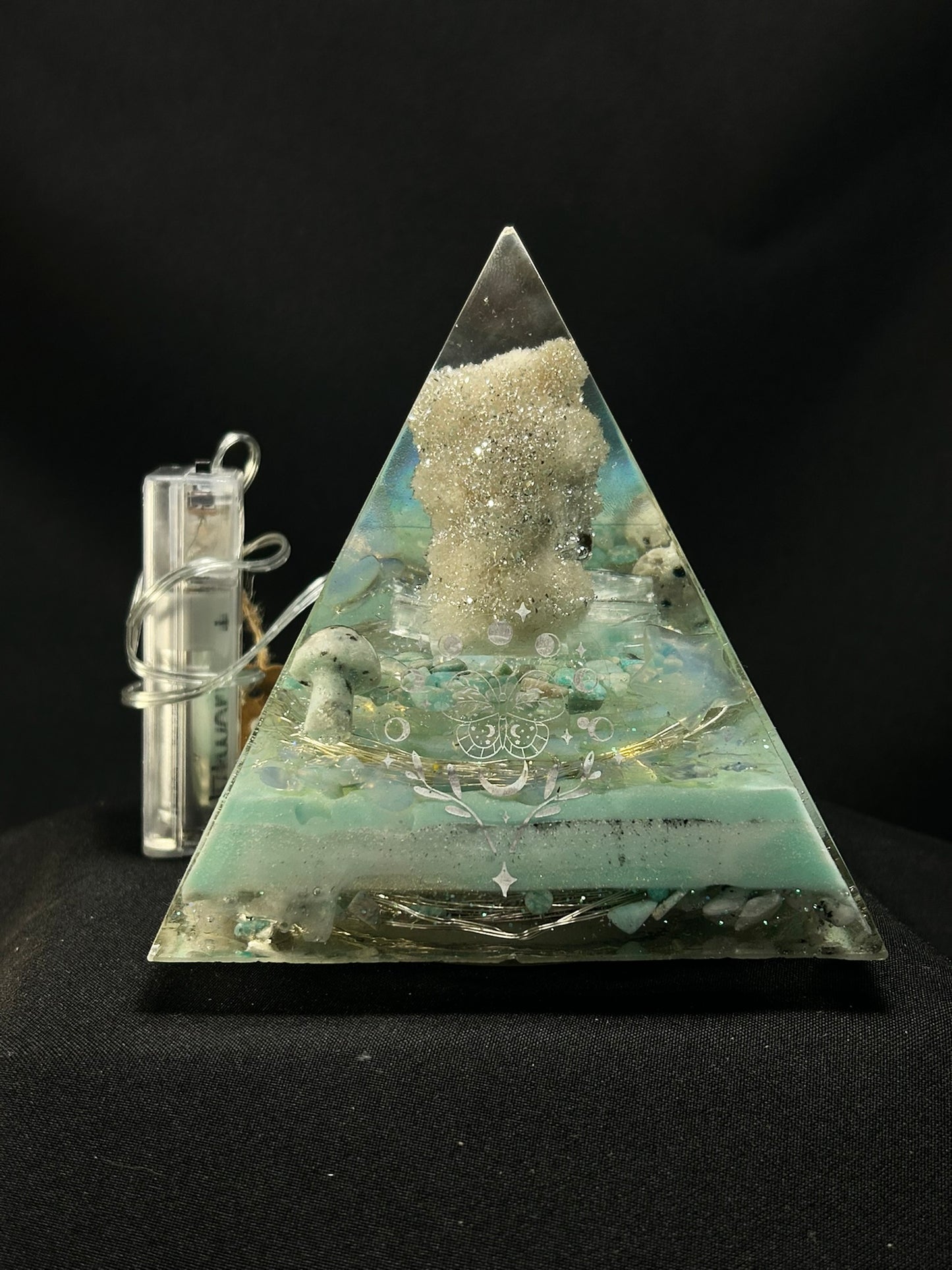 Spirit Quartz Orgonite Pyramid Lamp