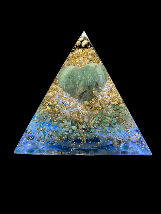 Amazonite Heart Orgonite Lamp