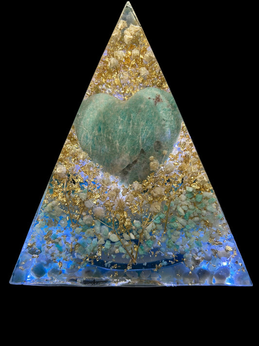 Amazonite Heart Orgonite Lamp