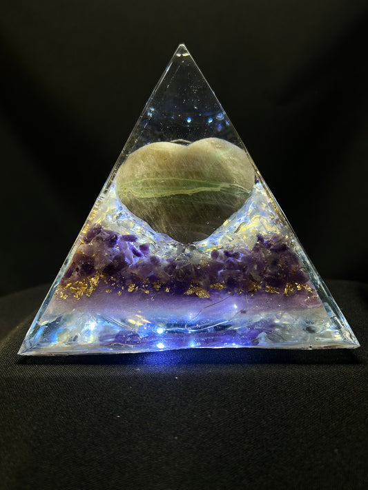 Moonstone Heart Orgonite Lamp