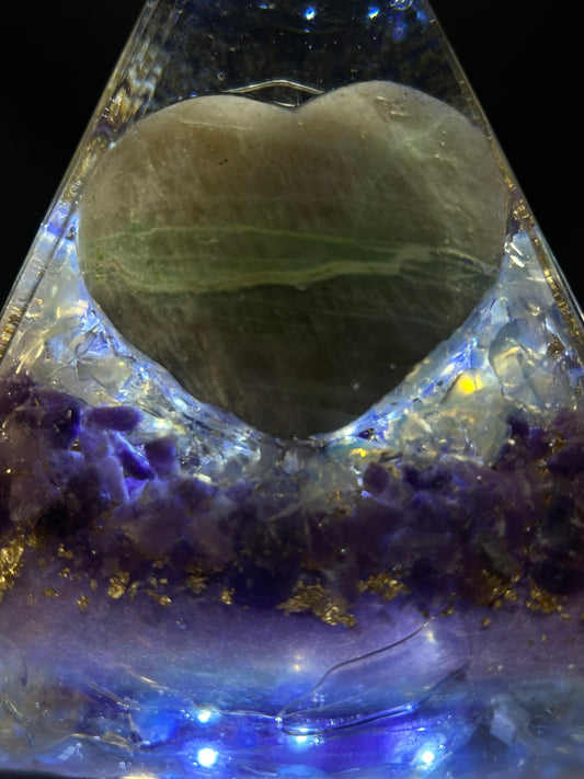 Moonstone Heart Orgonite Lamp