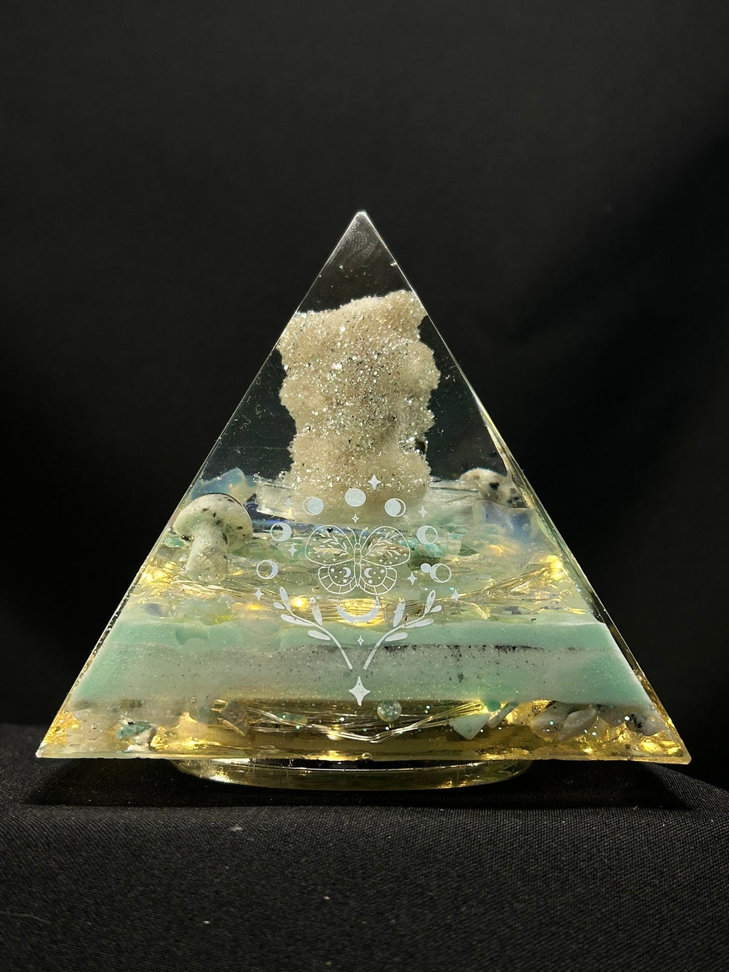 Spirit Quartz Orgonite Pyramid Lamp