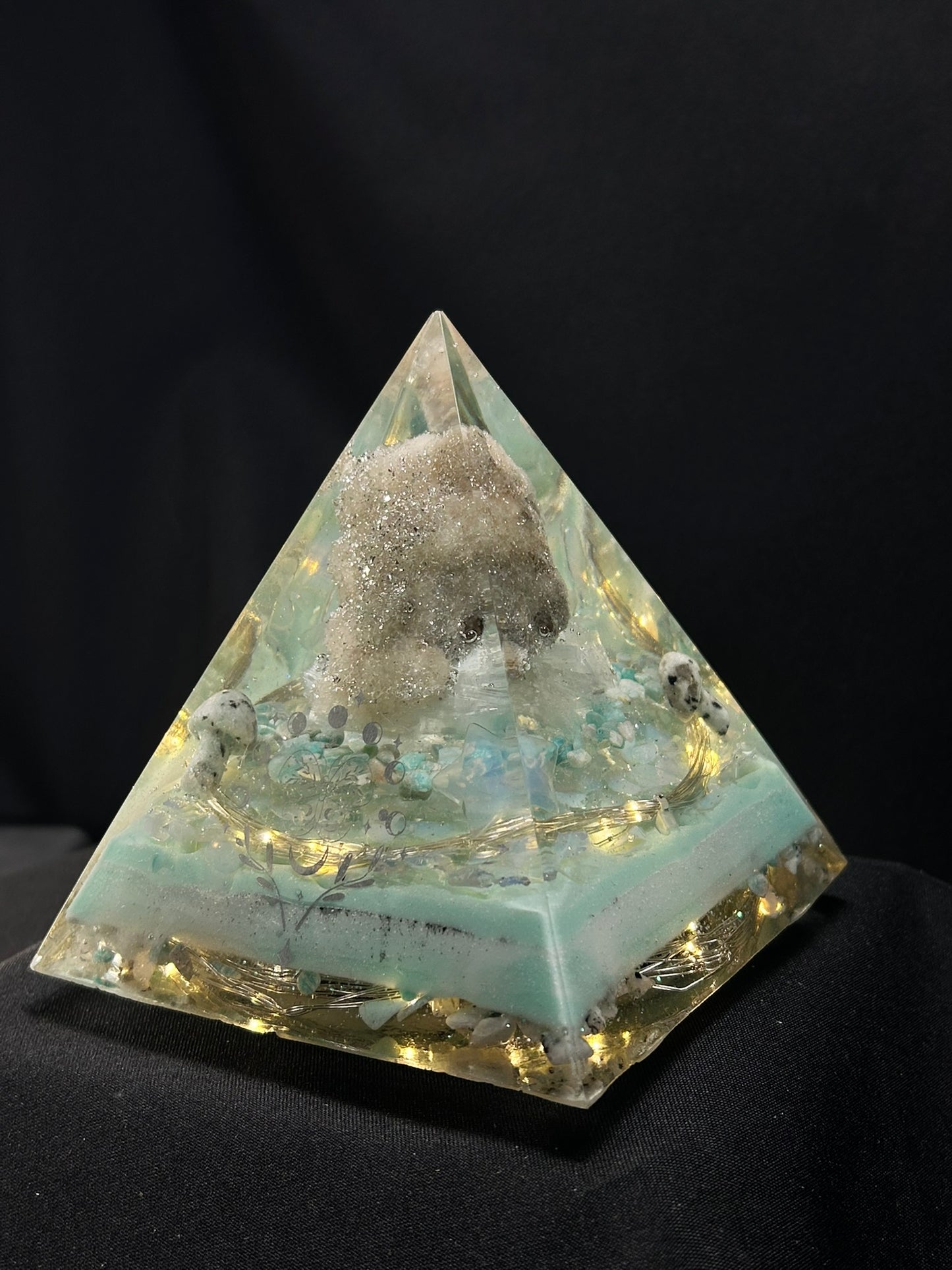 Spirit Quartz Orgonite Pyramid Lamp
