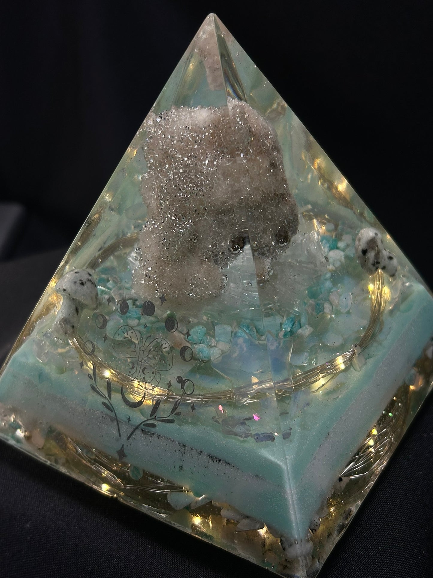 Spirit Quartz Orgonite Pyramid Lamp