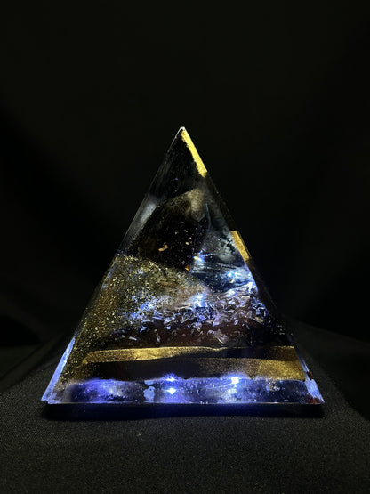 Smokey Quartz Orgonite Pyramid Lamp