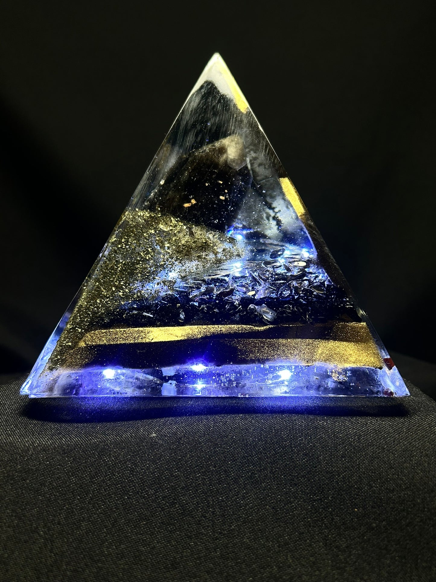 Smokey Quartz Orgonite Pyramid Lamp