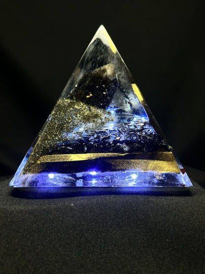 Smokey Quartz Orgonite Pyramid Lamp