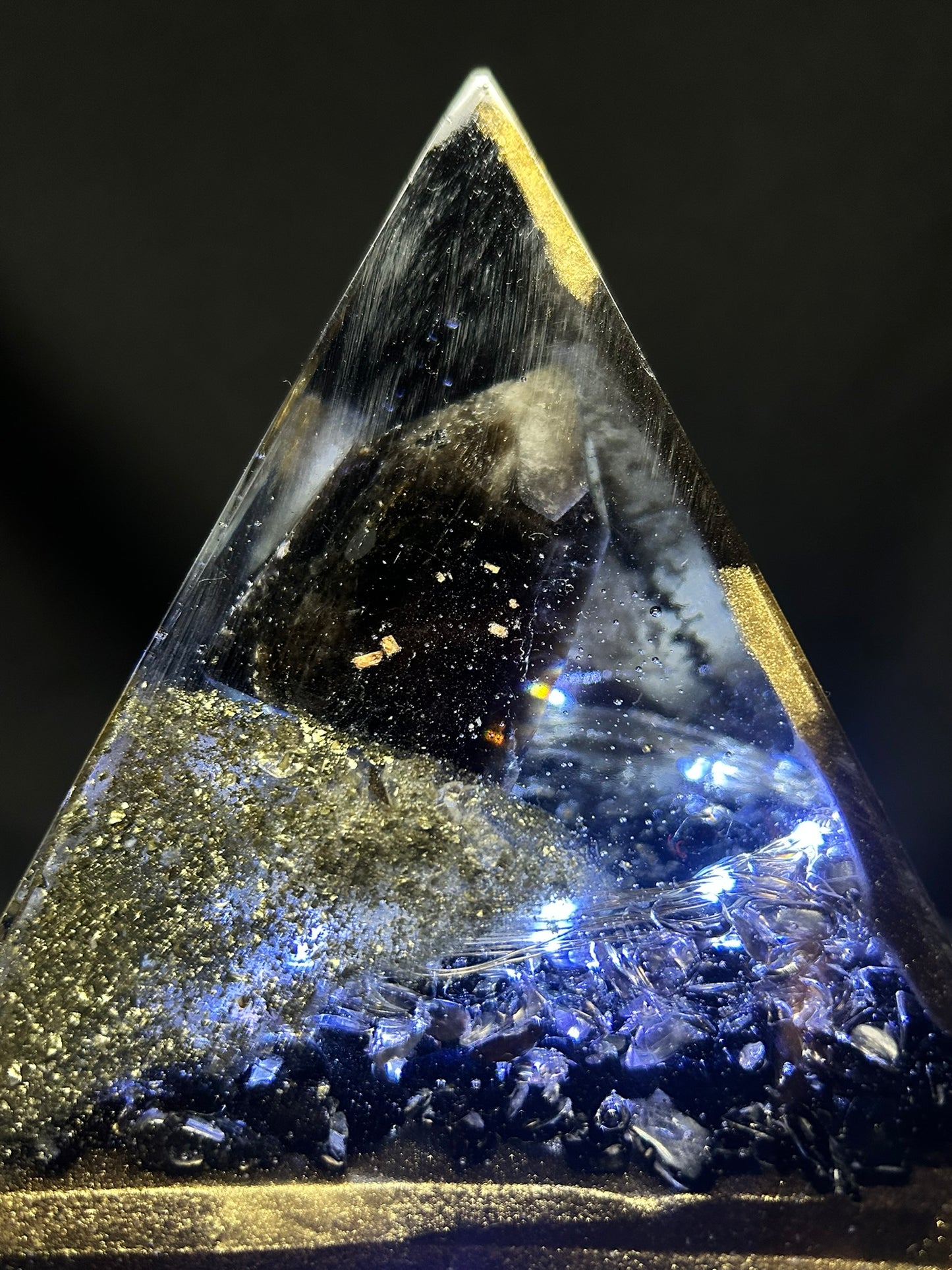 Smokey Quartz Orgonite Pyramid Lamp