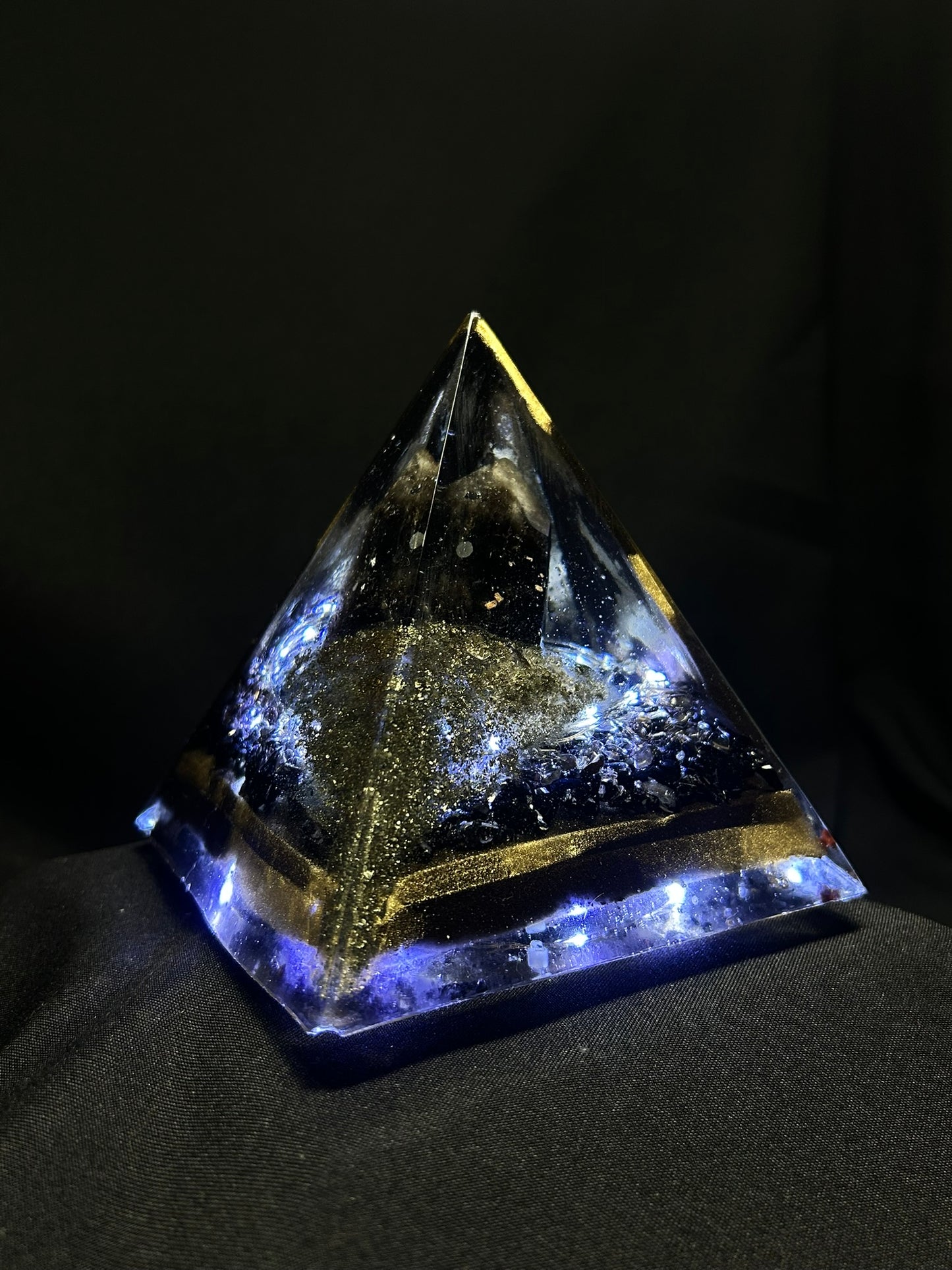 Smokey Quartz Orgonite Pyramid Lamp