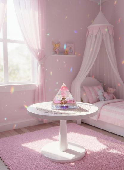 Orgonite Pyramid Pink Auroa Quartz Lamp