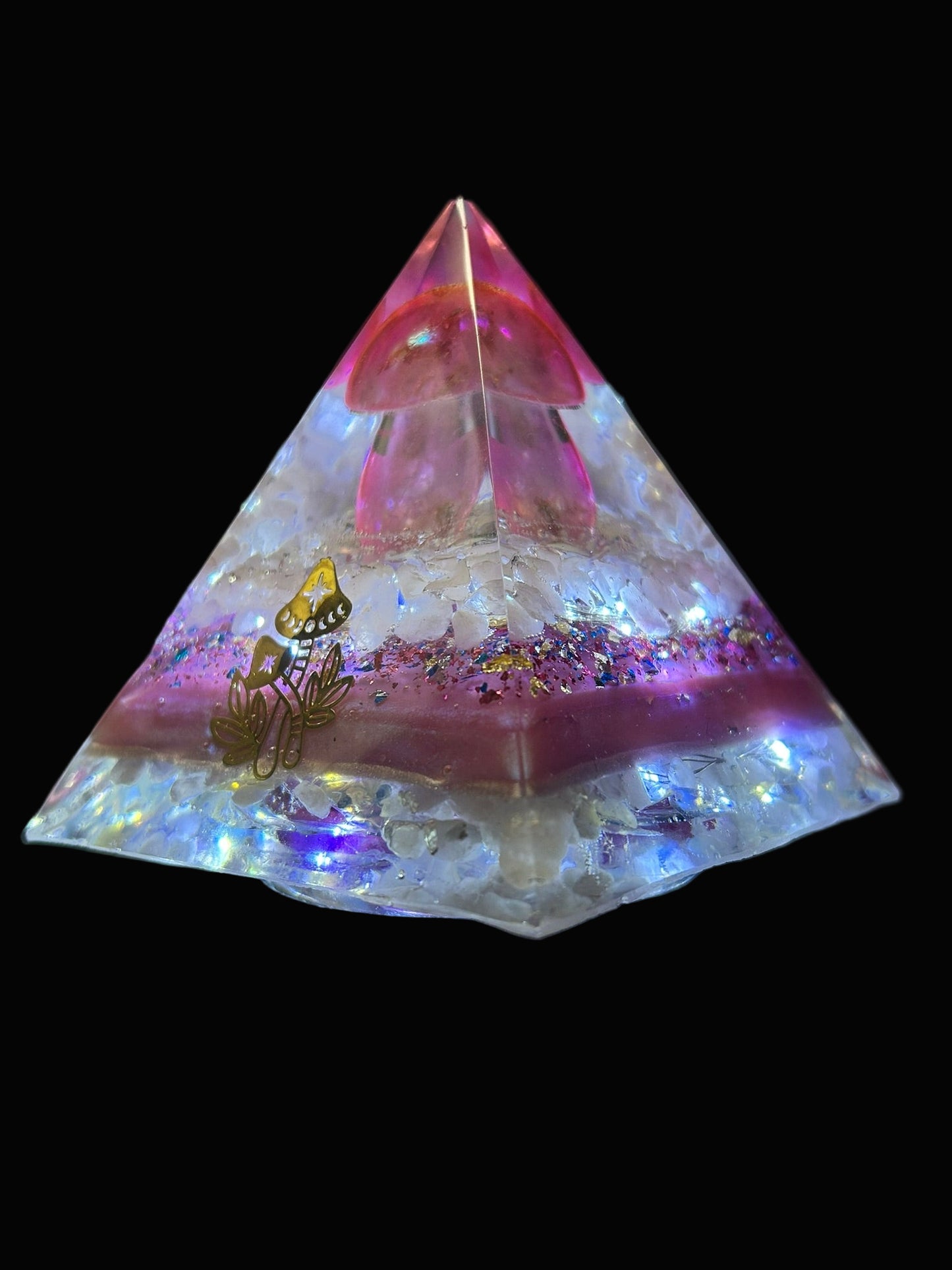 Orgonite Pyramid Pink Auroa Quartz Lamp