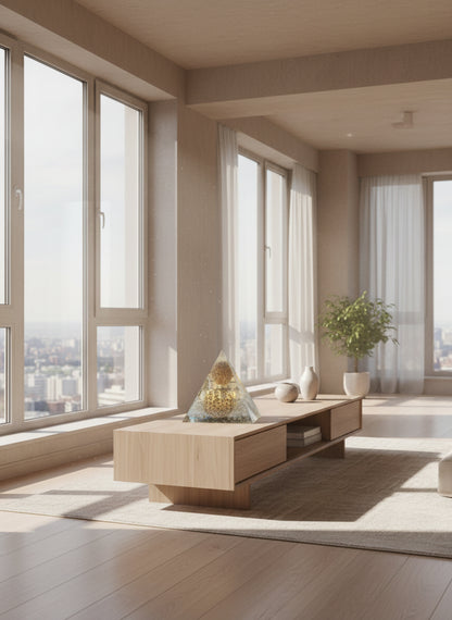 Orgonite Pyramid Desert Rose and Selenite Lamp