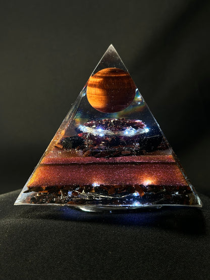 Red Tigers Eye Orgonite Pyramid Lamp