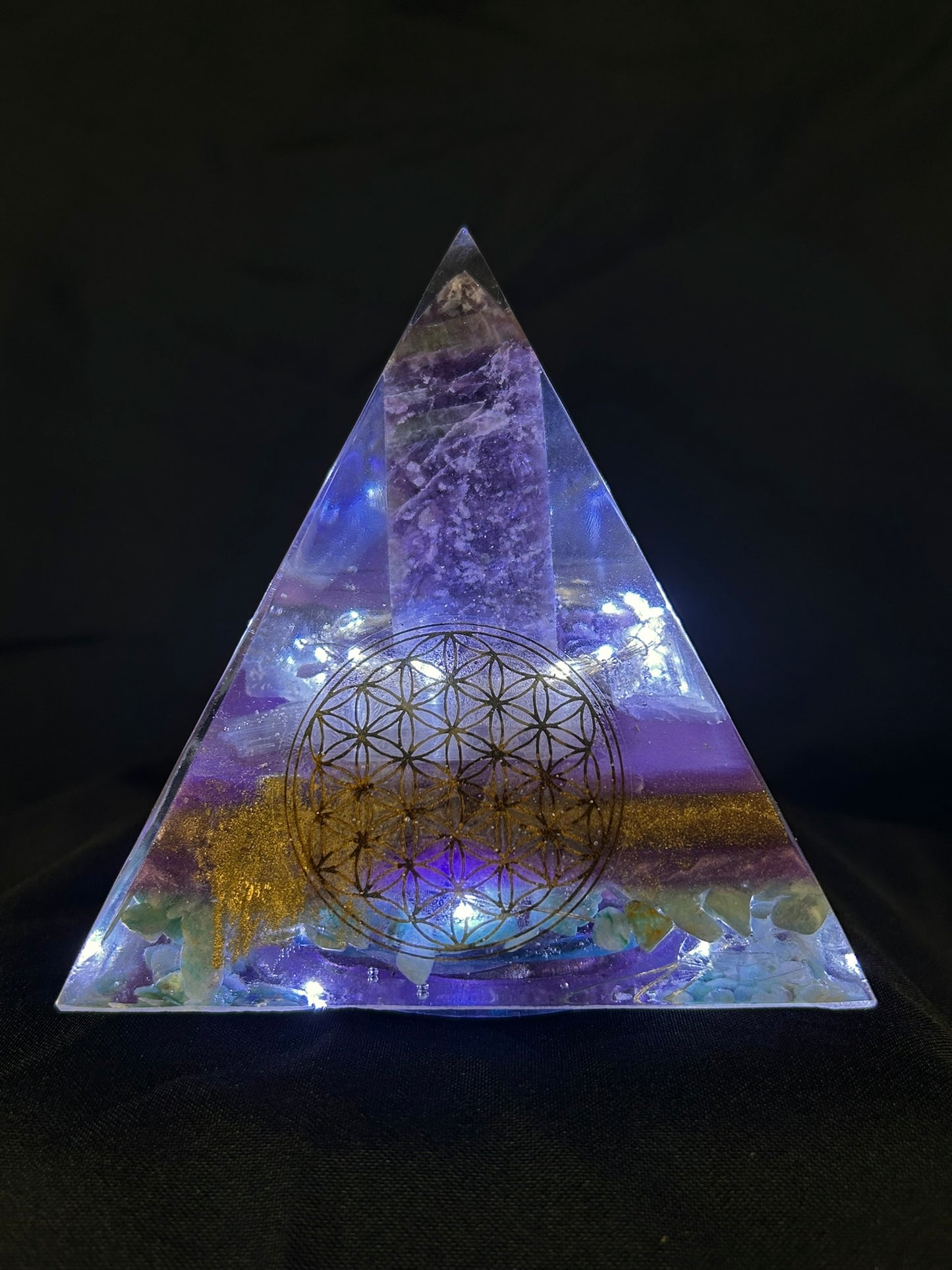 Orgonite Pyramid Unicorn Tower Lamp