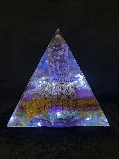 Orgonite Pyramid Unicorn Tower Lamp