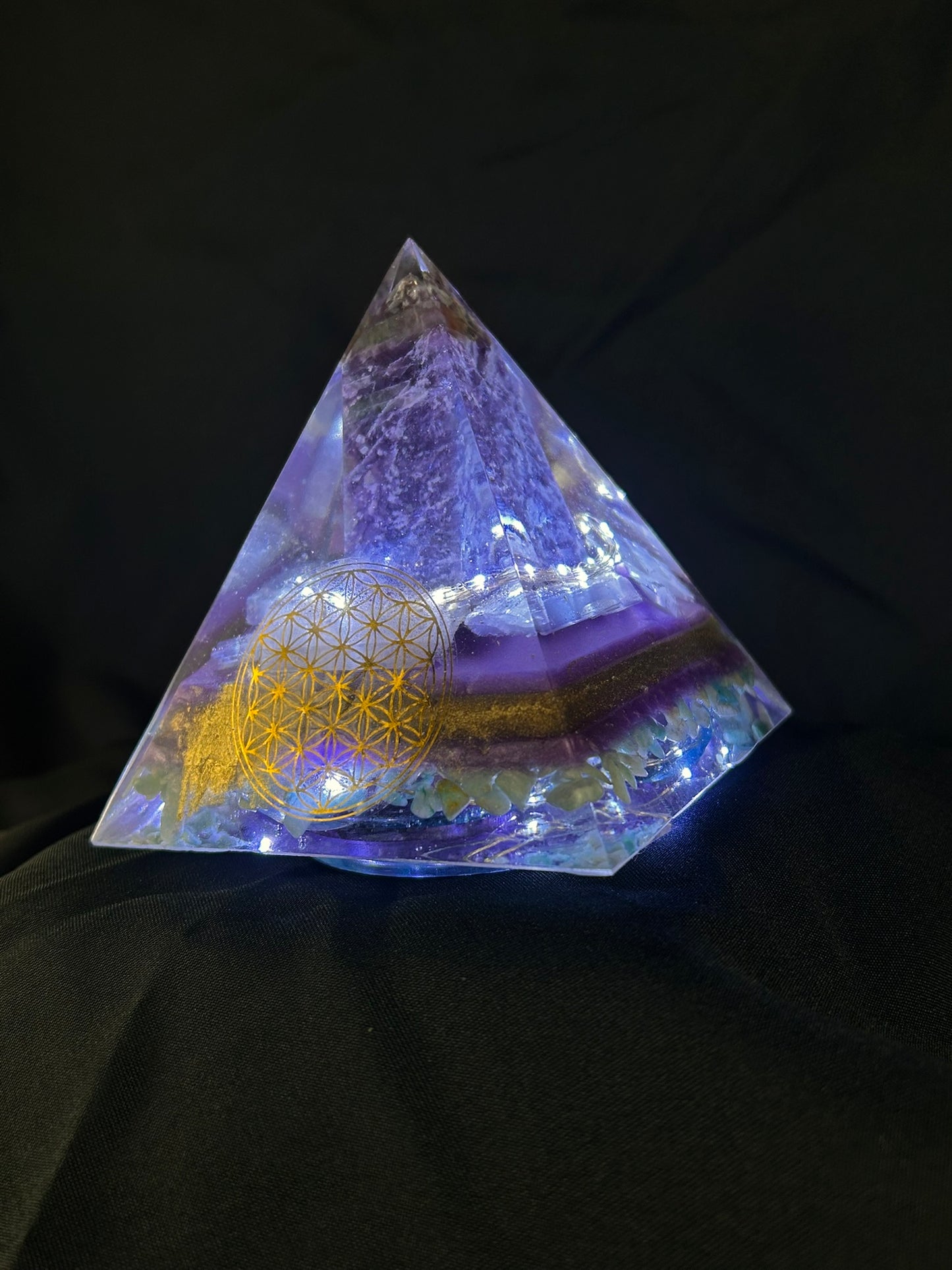 Orgonite Pyramid Unicorn Tower Lamp