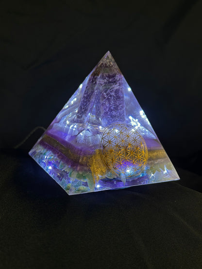 Orgonite Pyramid Unicorn Tower Lamp