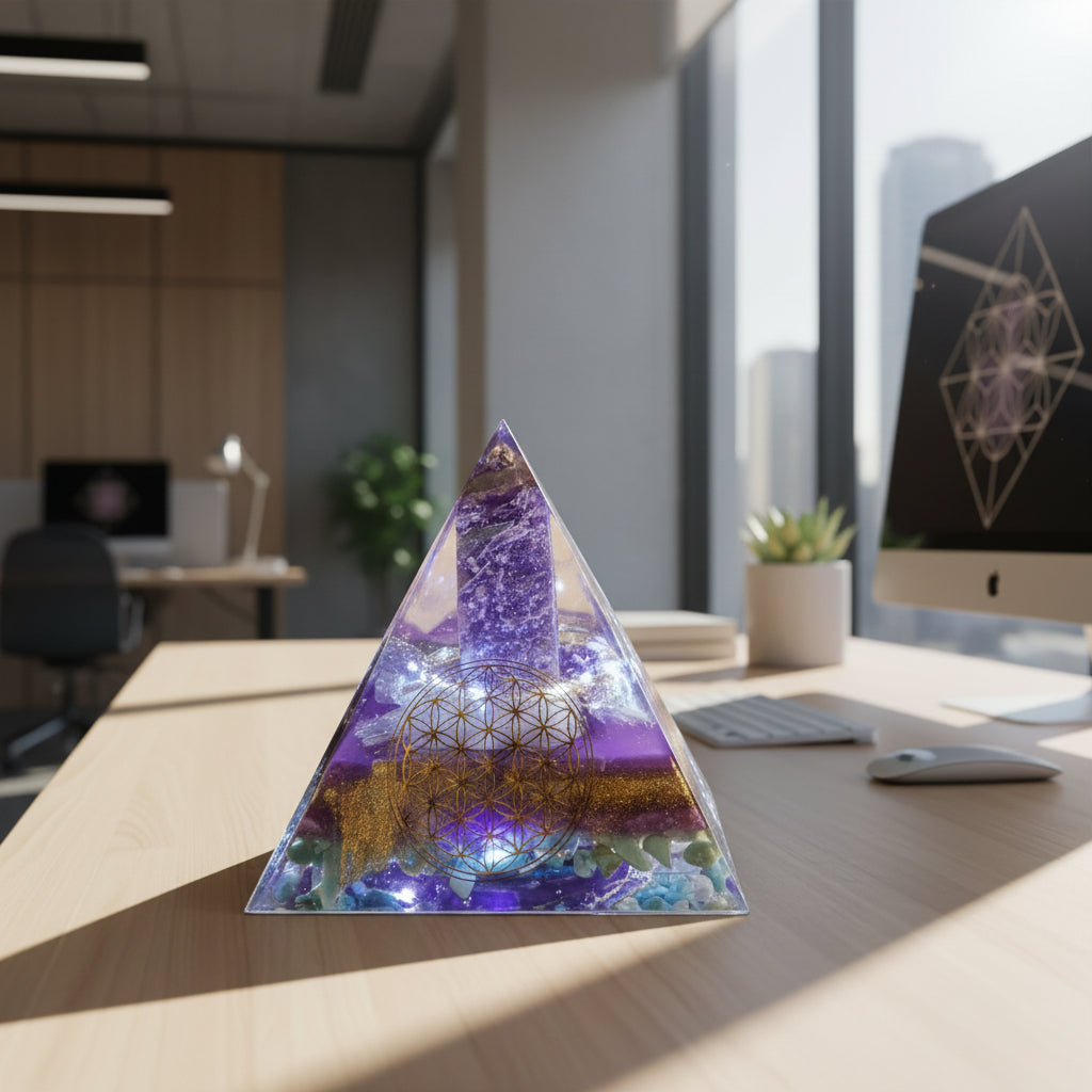 Orgonite Pyramid Unicorn Tower Lamp