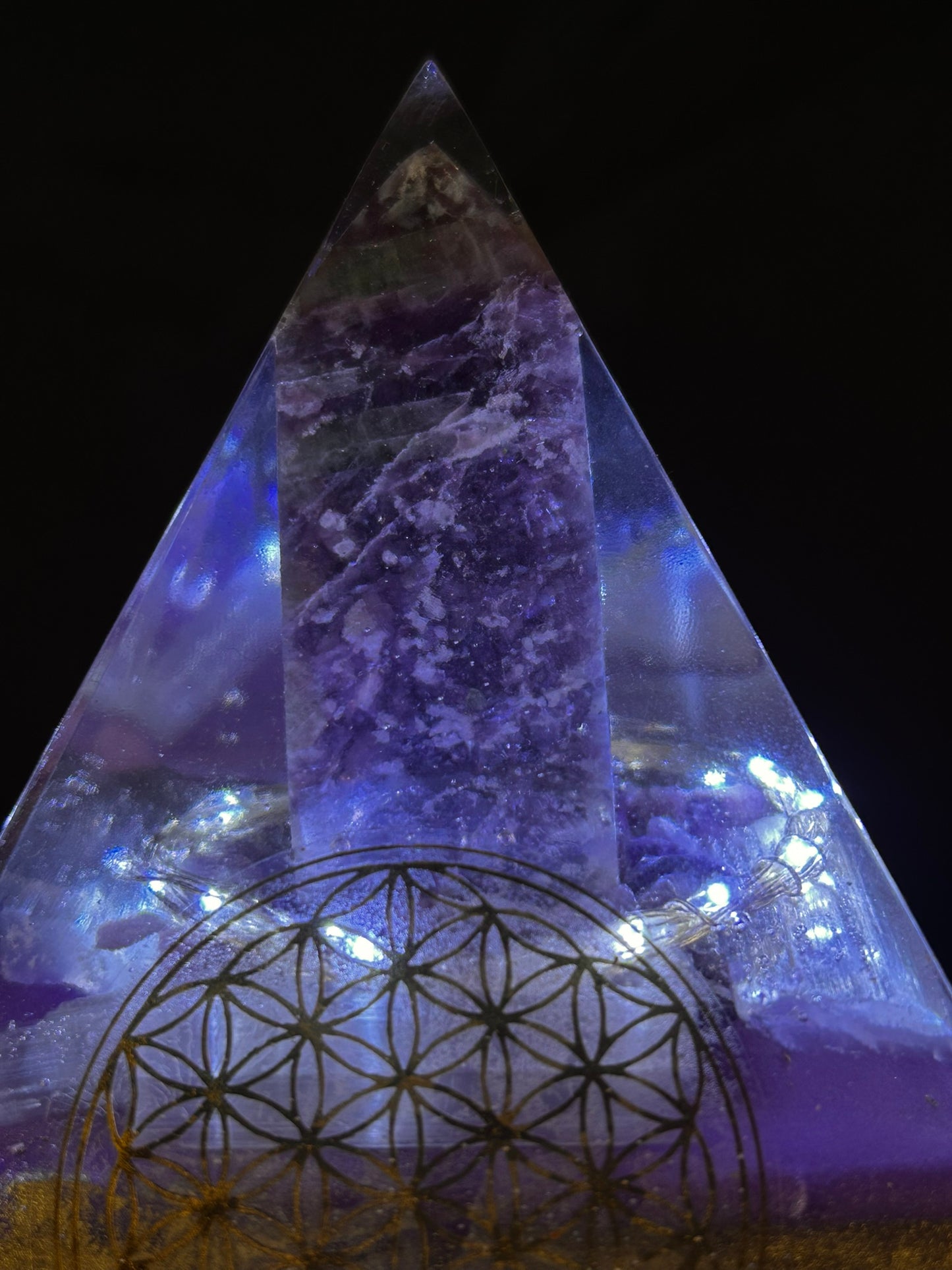 Orgonite Pyramid Unicorn Tower Lamp