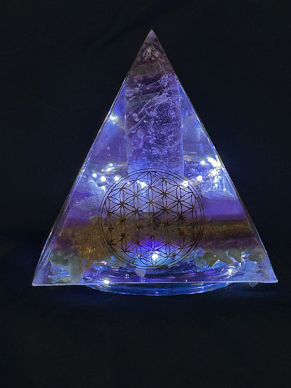 Orgonite Pyramid Unicorn Tower Lamp