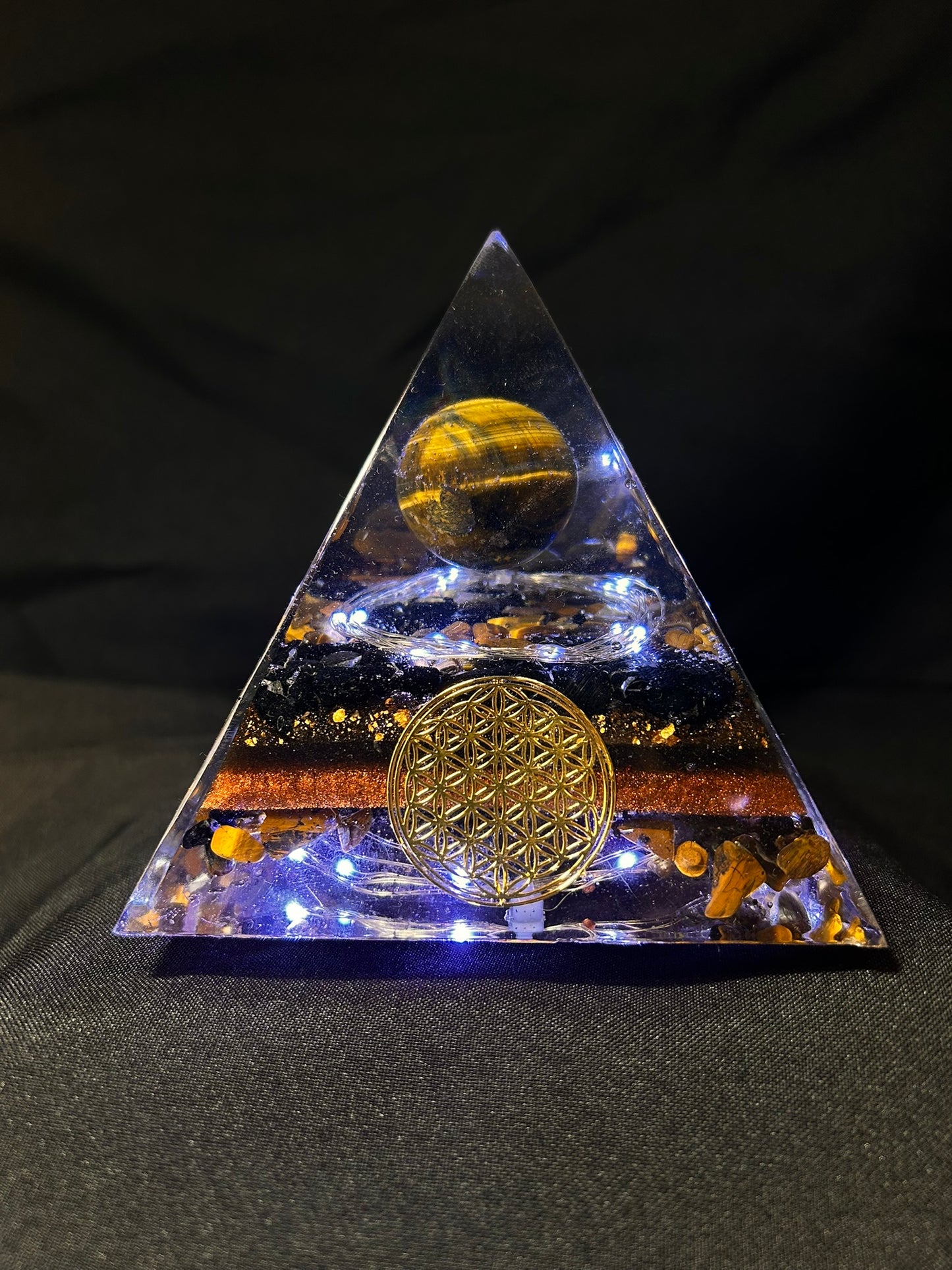 Orgonite Tigers Eye Pyramid Lamp