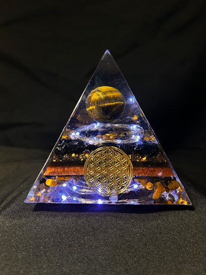 Orgonite Tigers Eye Pyramid Lamp