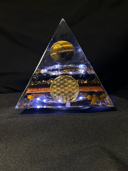 Orgonite Tigers Eye Pyramid Lamp