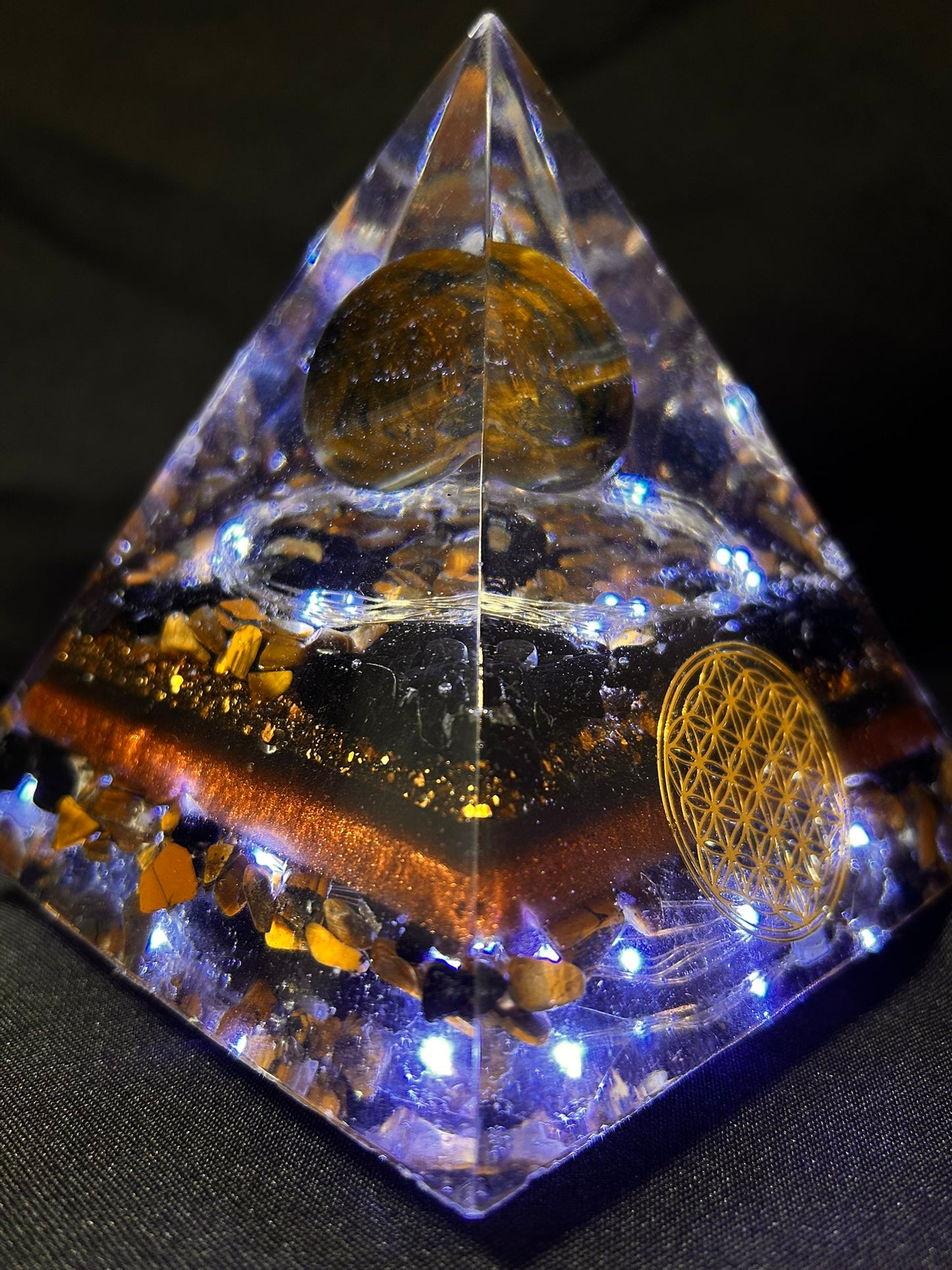 Orgonite Tigers Eye Pyramid Lamp