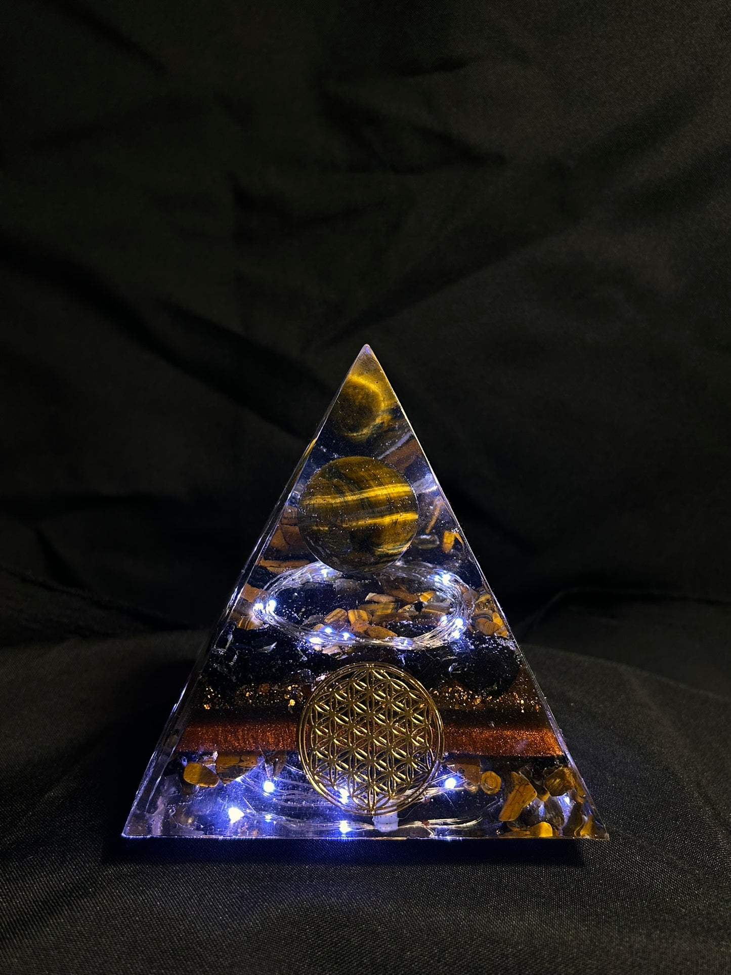 Orgonite Tigers Eye Pyramid Lamp