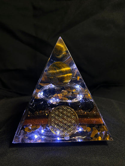 Orgonite Tigers Eye Pyramid Lamp