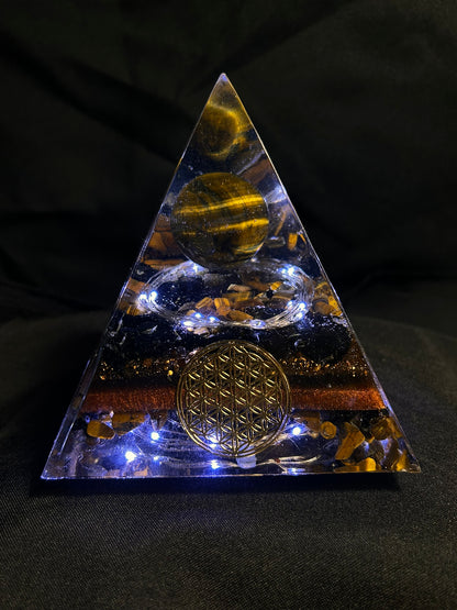 Orgonite Tigers Eye Pyramid Lamp