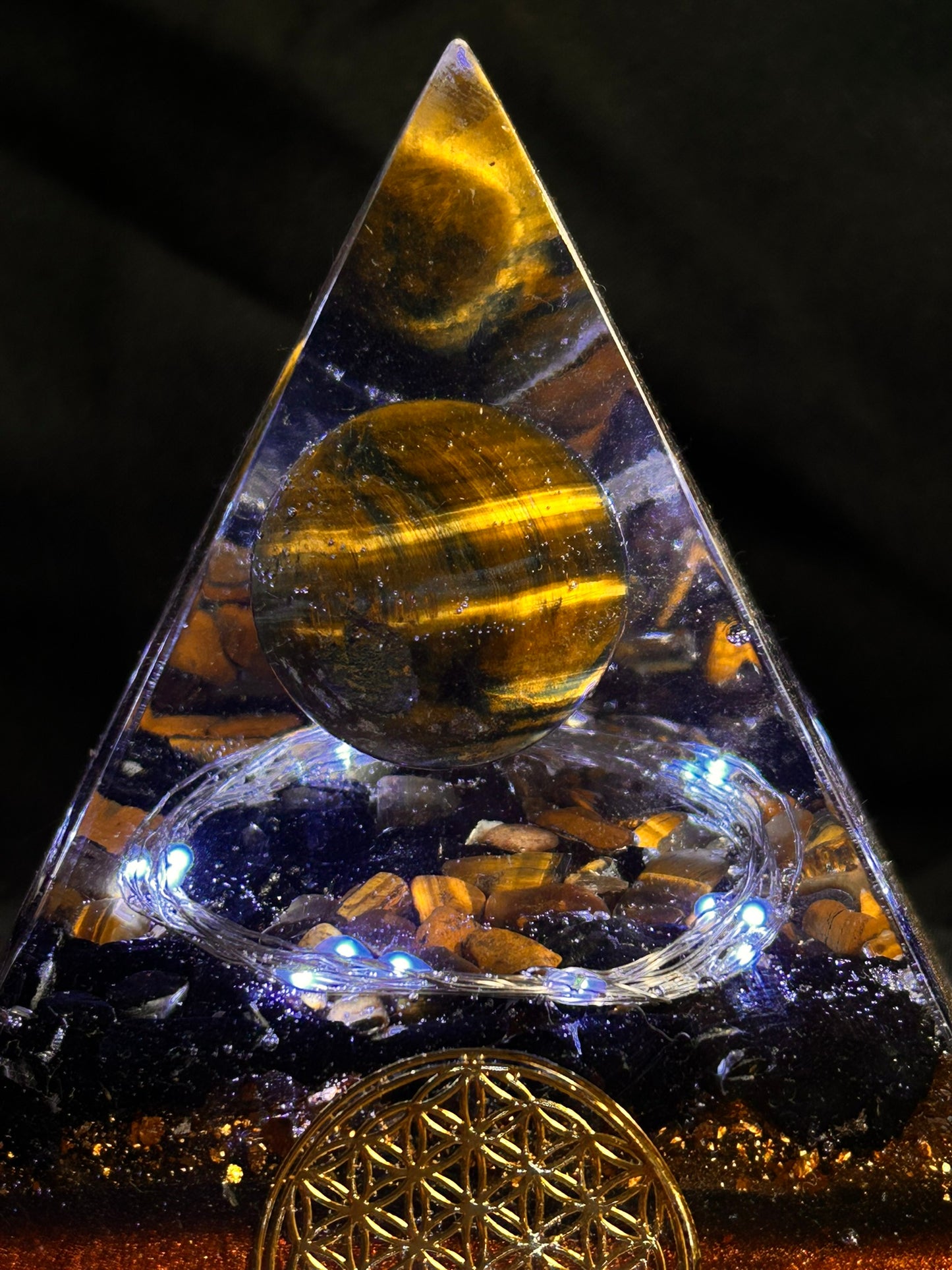 Orgonite Tigers Eye Pyramid Lamp