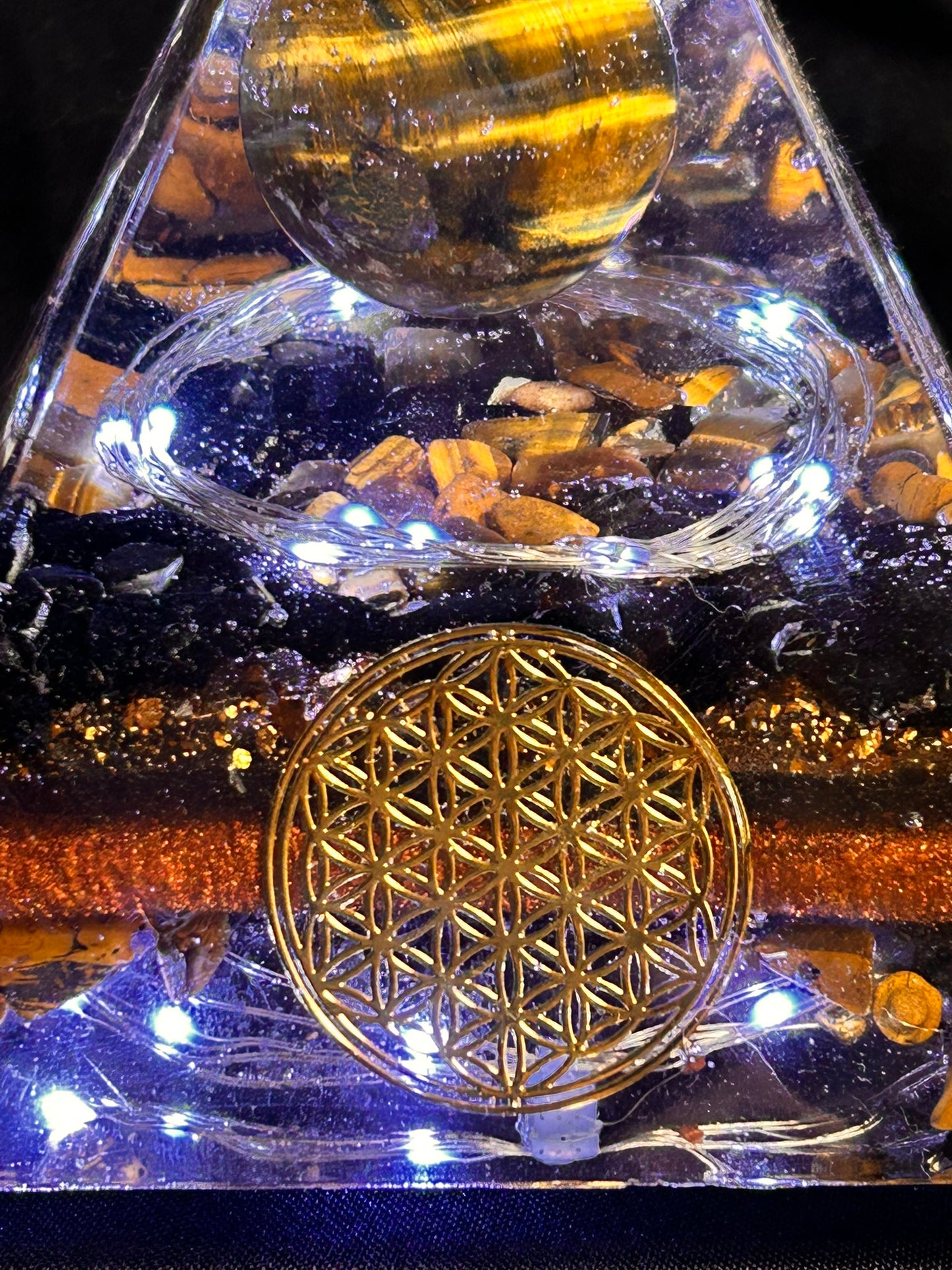 Orgonite Tigers Eye Pyramid Lamp